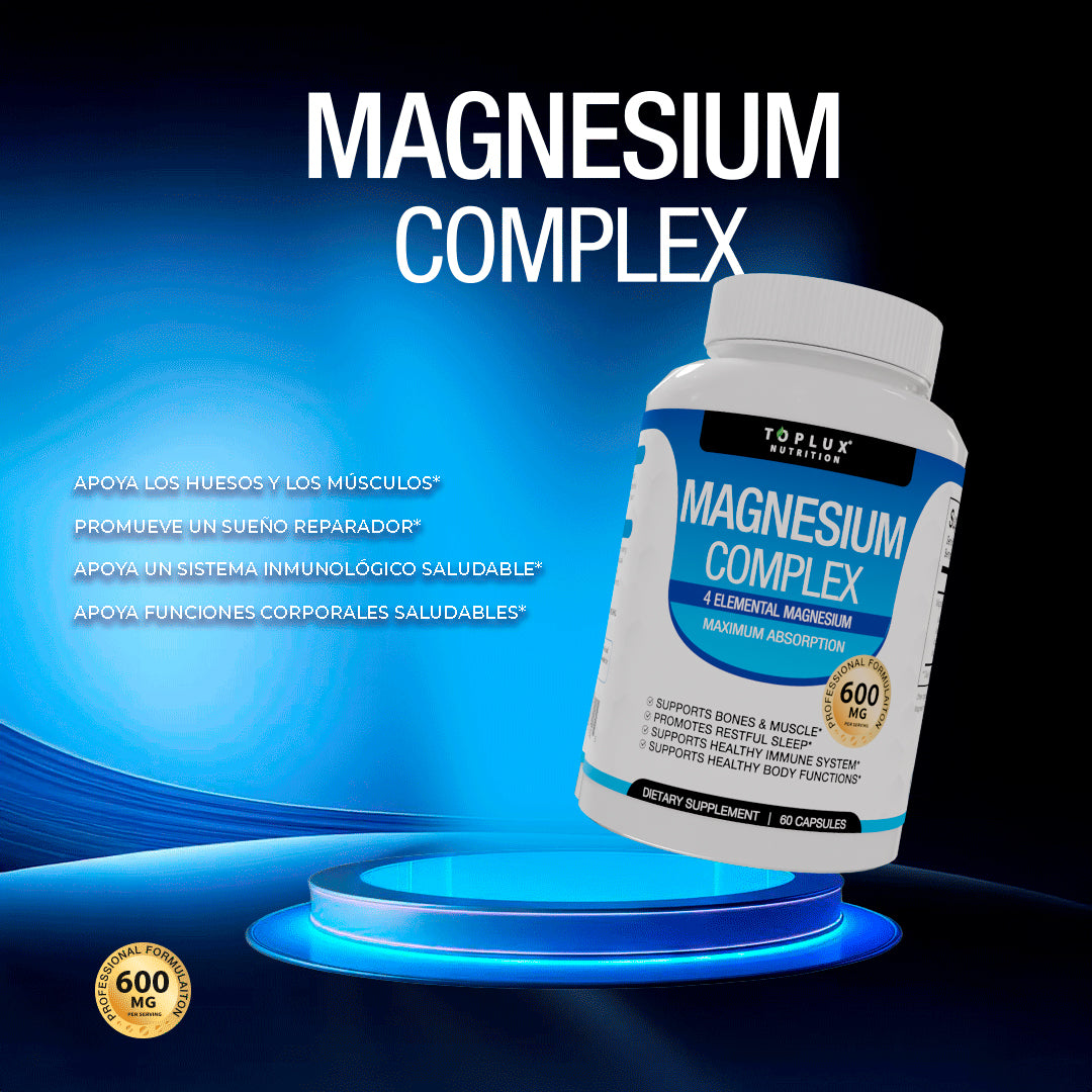 🔋🔋 Magnesio Complex 600mg (60 cápsulas)- ORIGINAL - Más Energía, Menos Estrés - 8 Tipos de Magnesio en 1