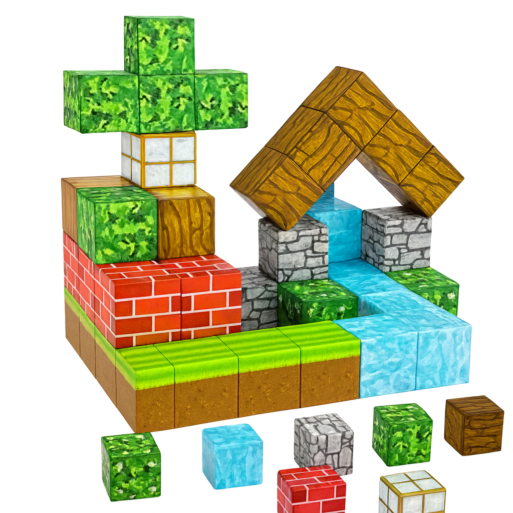CubeCraft - 75 Cubos Magnéticos Premium Estilo Minecraft™- El Mundo que Ellos Construyen 🌍