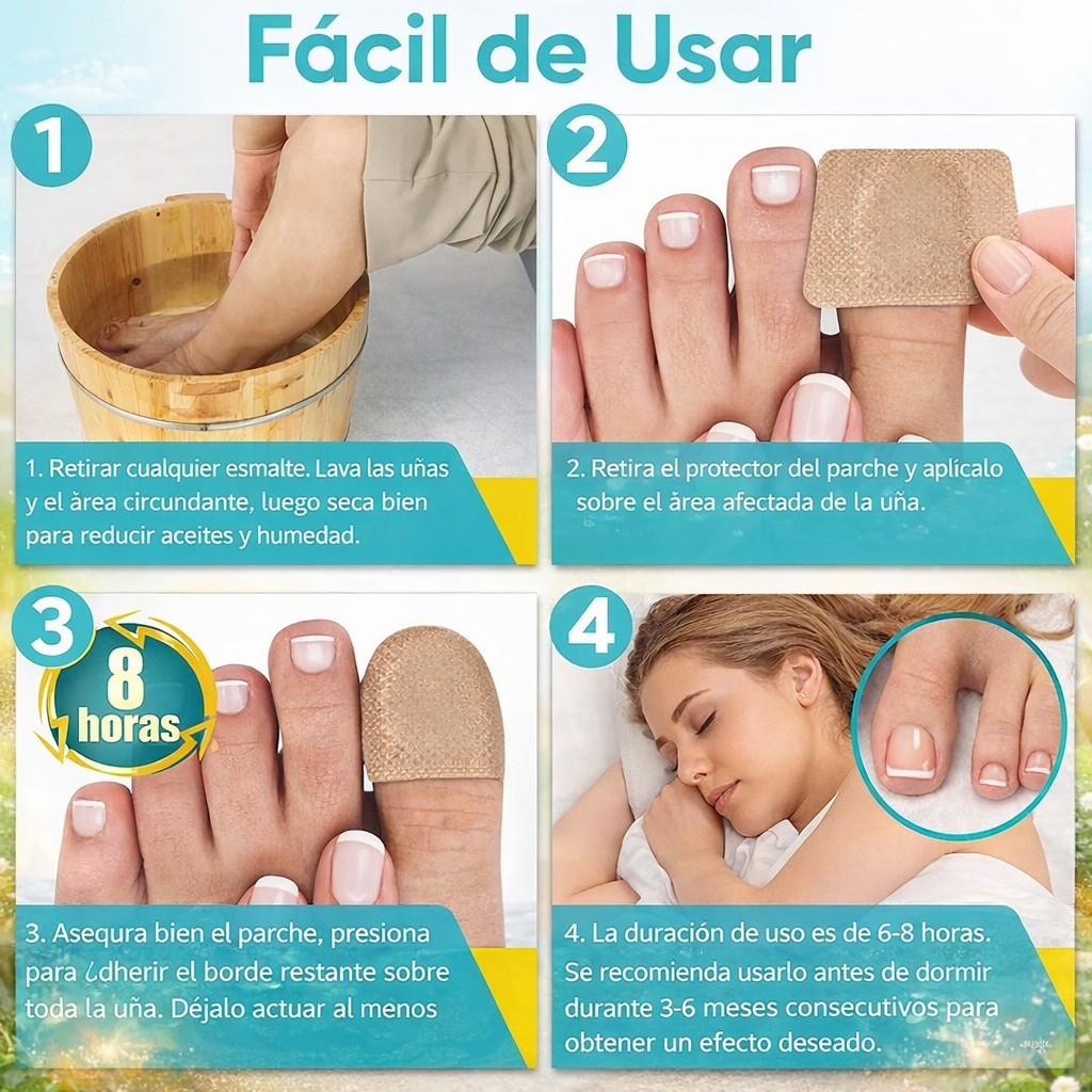 16 Parches Reparadores de Uñas – Tratamiento Antihongos Fácil y Seguro