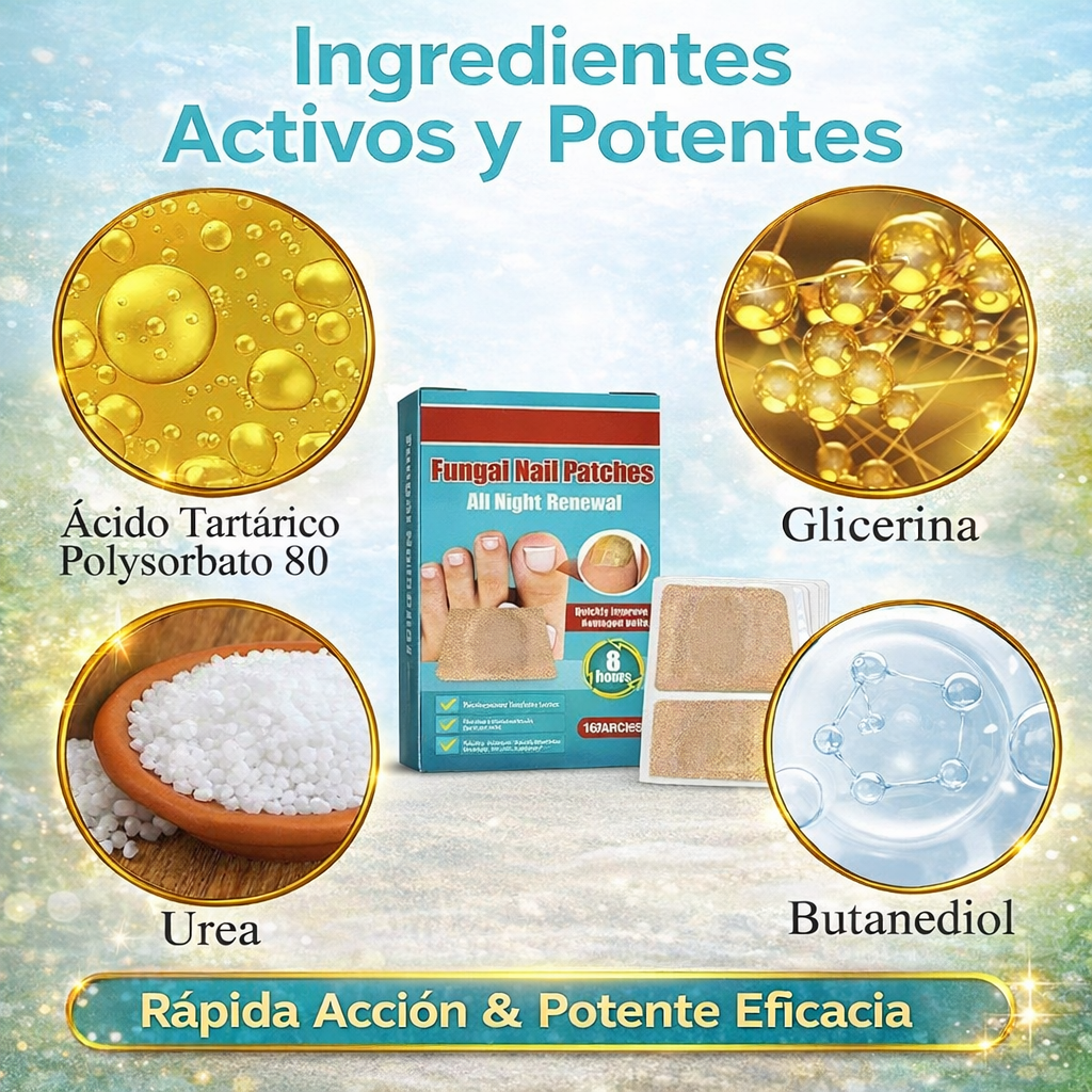 16 Parches Reparadores de Uñas – Tratamiento Antihongos Fácil y Seguro